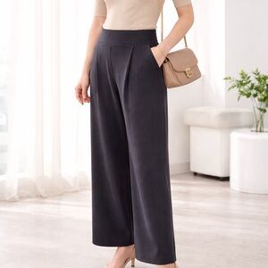 Deep Charcoal Wide-Leg Pants - Soft, Comfy, Stetchy.